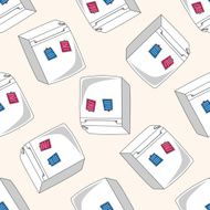 Home appliances theme refrigerator cartoon seamless pattern background N10