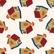 Building house cartoon seamless pattern background N47