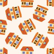 Building house cartoon seamless pattern background N48
