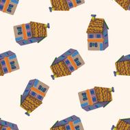 Building house cartoon seamless pattern background N53