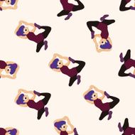 dancer cartoon seamless pattern background N35