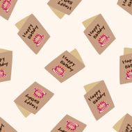 birthday card cartoon seamless pattern background N2