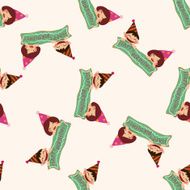 birthday cartoon seamless pattern background N2