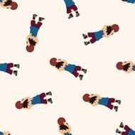 basketball player cartoon seamless pattern background N43