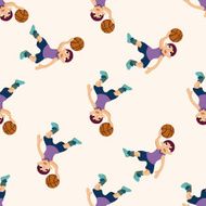 basketball player cartoon seamless pattern background N45