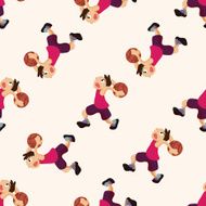 basketball player cartoon seamless pattern background N46
