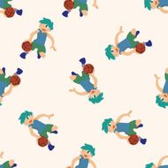 basketball player cartoon seamless pattern background N47
