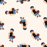 basketball player cartoon seamless pattern background N49
