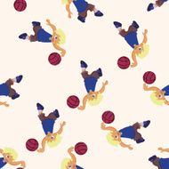 basketball player cartoon seamless pattern background N51