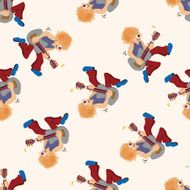 band member guitar player cartoon seamless pattern background N24