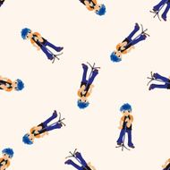 band member singer cartoon seamless pattern background N10
