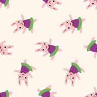 animal rabbit cartoon seamless pattern background N11