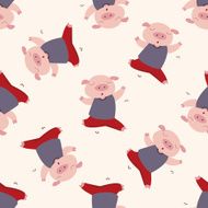 animal pig cartoon seamless pattern background N4