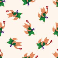animal fox cartoon seamless pattern background N4