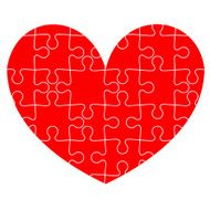 Jigsaw puzzle in the red heart Vector illustration