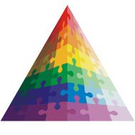 Jigsaw puzzle shape of a triangle colors rainbow Vector illu