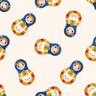 Matryoshka Russian traditional wooden doll cartoon seamless pattern background N88