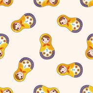 Matryoshka Russian traditional wooden doll cartoon seamless pattern background N89