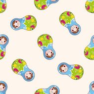 Matryoshka Russian traditional wooden doll cartoon seamless pattern background N90