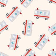 transportation ambulance cartoon seamless pattern background N5