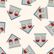 Building house cartoon seamless pattern background N54
