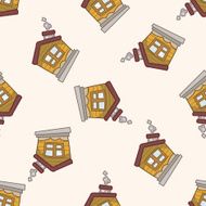 Building design house cartoon seamless pattern background