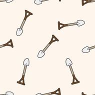work tool shovel cartoon seamless pattern background