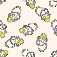 work tool gas mask cartoon seamless pattern background