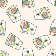france Macarons cartoon seamless pattern background