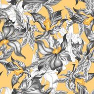 Tropical Seamless Background with Exotic Flowers N2