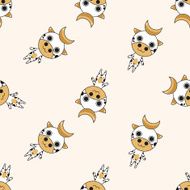 animal cow cartoon seamless pattern background N2