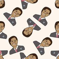 US President Obama cartoon seamless pattern background