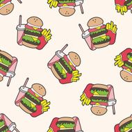 fast foods cartoon seamless pattern background