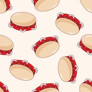 music Tambourine cartoon seamless pattern background