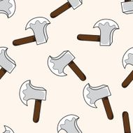 work tool axe cartoon seamless pattern background N3