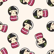 person character Japanese cartoon seamless pattern background