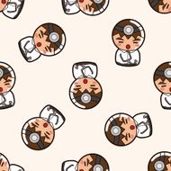 person character docter cartoon seamless pattern background