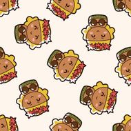 person character Hawaiian cartoon seamless pattern background