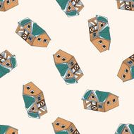 Building house cartoon seamless pattern background N68