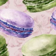 Seamless pattern with macaroons Watercolor illustration N2