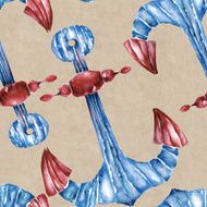 Seamless pattern with anchor Watercolor illustration N5
