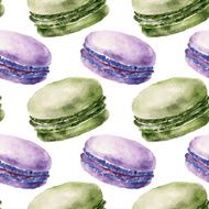 Seamless pattern with macaroons Watercolor illustration N3