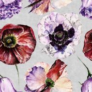 Seamless pattern with flowers Watercolor illustration N15