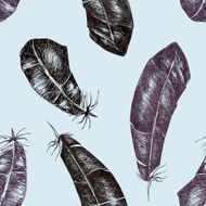 Seamless pattern with feathers Watercolor illustration N3