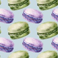 Seamless pattern with macaroons Watercolor illustration N4
