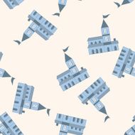 Building castle cartoon seamless pattern background
