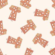 Building house cartoon seamless pattern background N73