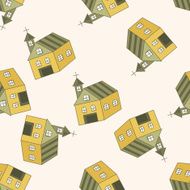 Building church cartoon seamless pattern background