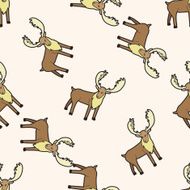 animal moose cartoon seamless pattern background N3