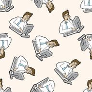 Office workers cartoon seamless pattern background N93